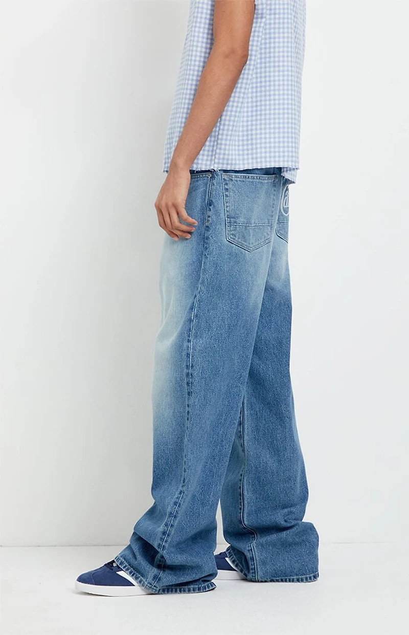 Pacsun Blake Extreme Baggy Jeans CA Embroidered Medium Blue