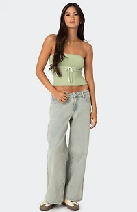 Edikted Petite Magda Low Rise Acid Wash Jeans