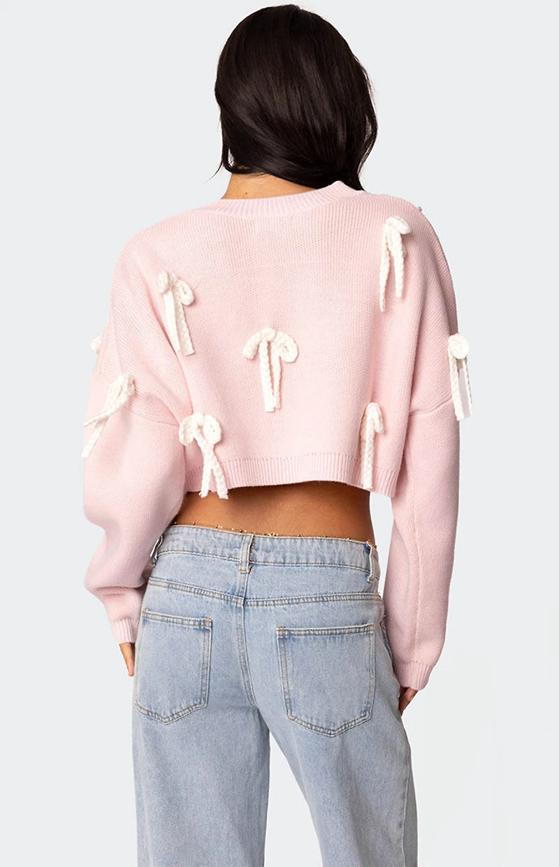 Edikted Chunky Bow Cropped Sweater