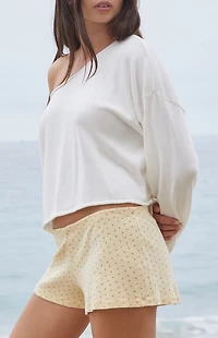 John Galt Yellow Floral Pointelle Lounge Shorts