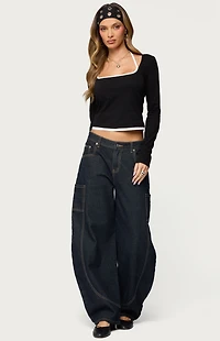 Edikted Ksenia Contrast Layered Square Neck Top