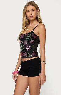 Edikted Beaded Floral Embroidered Tank Top
