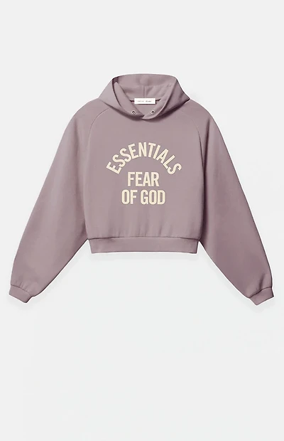 Fear of God ESSENTIALS Women's Faded Mauve Campus '90s Cropped Hoodie
