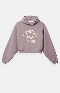 Fear of God ESSENTIALS Women's Faded Mauve Campus '90s Cropped Hoodie