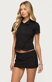 Edikted Pilar Short Sleeve Cotton Trench Shirt