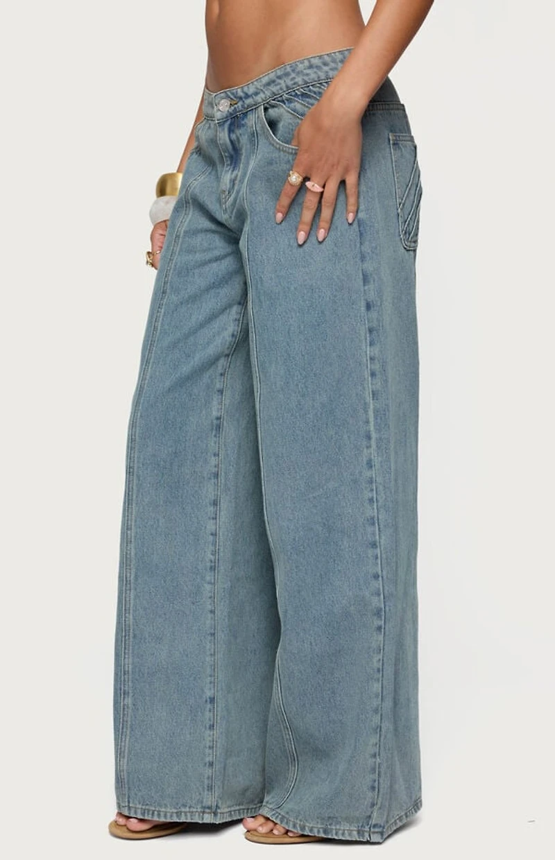 Edikted Stitch & Pleat Low Rise Jeans