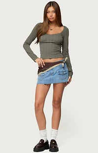 Edikted Beatrix Lacey Ribbed Top