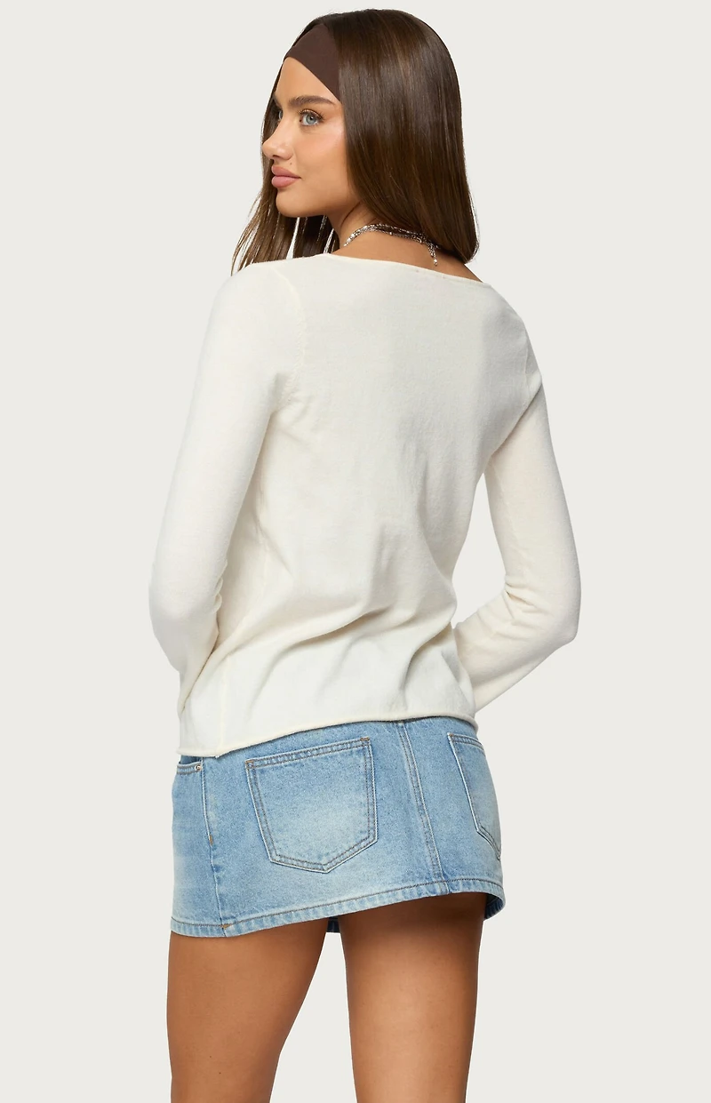 Edikted Jesy Iridescent Split Front Knit Cardigan