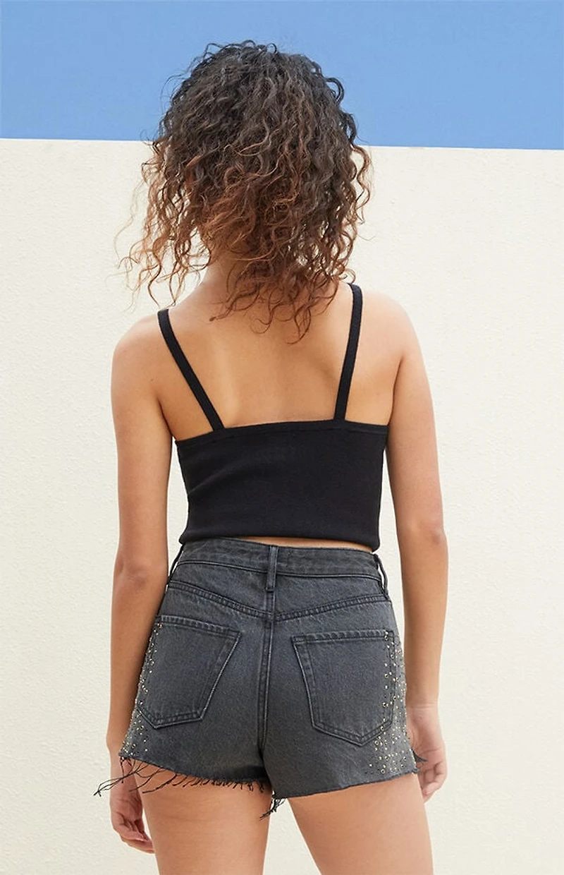 Pacsun Black Rhinestone High Waisted Denim Festival Shorts