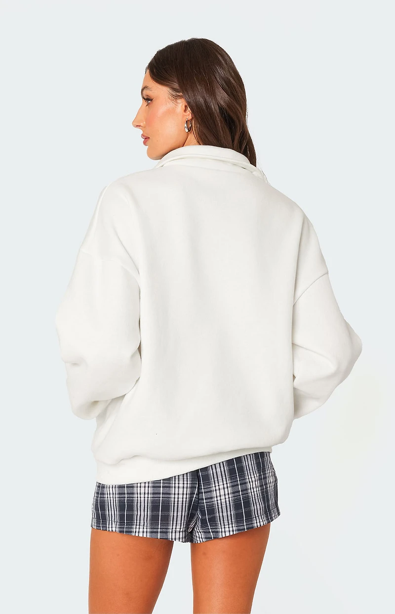 Edikted Oversized Quarter Zip Sweatshirt