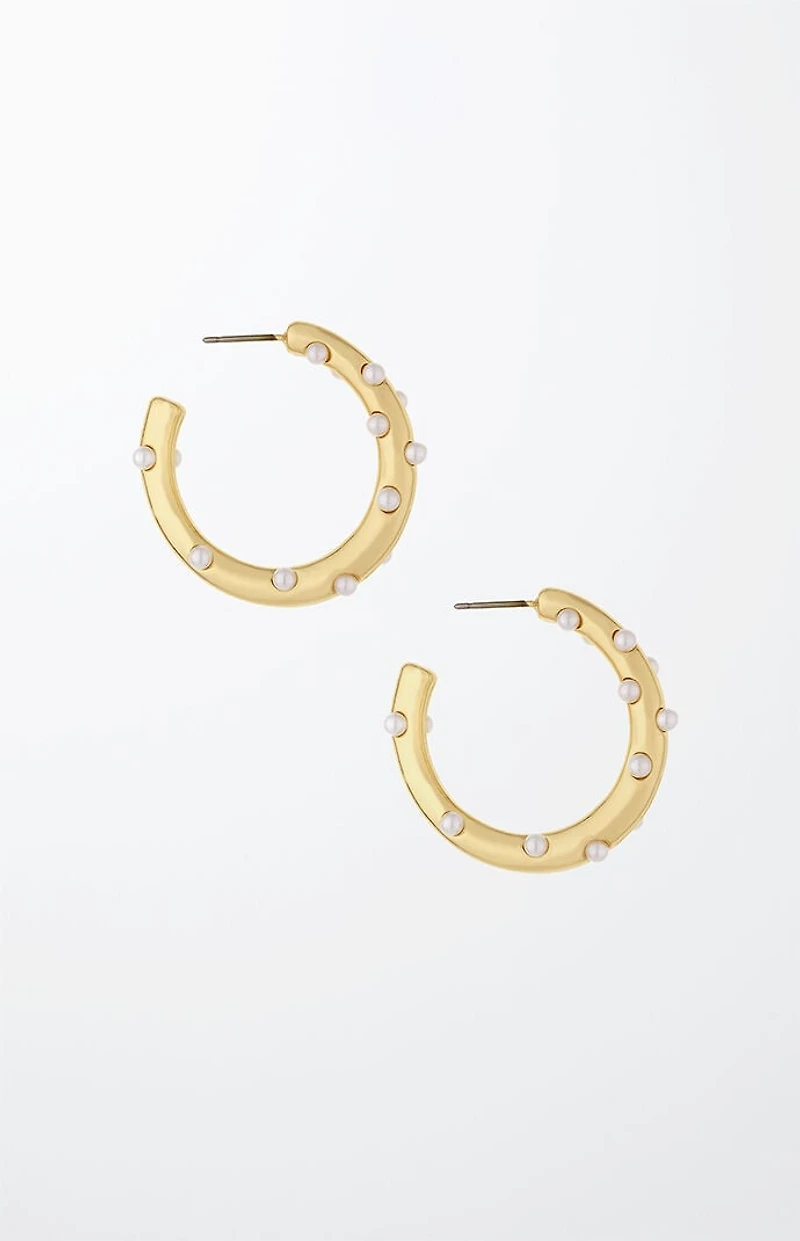 Ettika Spotted Pearl Hoop Earrings