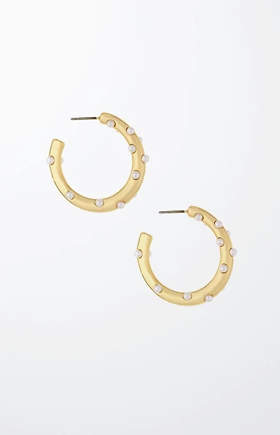 Ettika Spotted Pearl Hoop Earrings