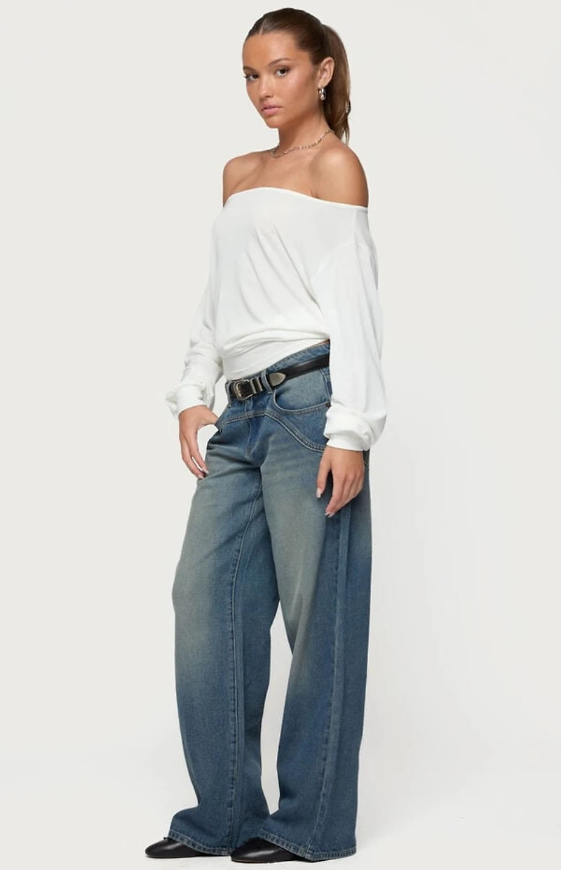 Edikted Nannie Off Shoulder Oversized Top
