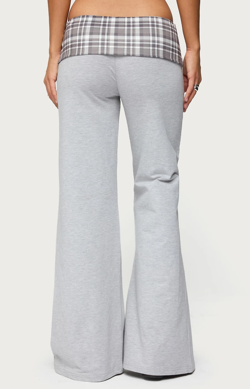 Edikted Kimmy Plaid Foldover Waist Pants