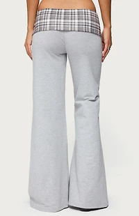 Edikted Kimmy Plaid Foldover Waist Pants