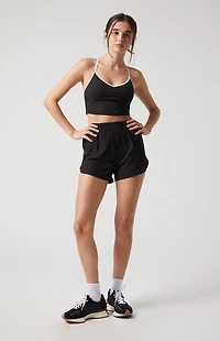 PAC 1980 WHISPER Active Black Charlie X-Back V-Neck Sports Bra