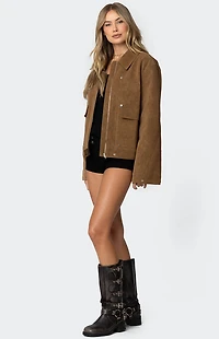 Edikted Annabelle Oversized Faux Suede Jacket
