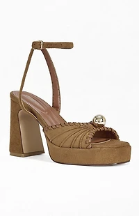 AZALEA WANG Women's Cael Brown Block Sandals