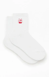 Pacsun Cherry Bow Embroidered Quarter Crew Socks