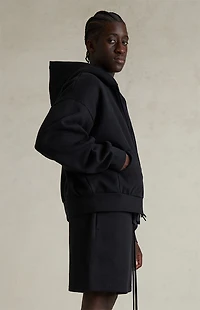 Fear of God ESSENTIALS Jet Black Classic Fleece Zip Up Hoodie