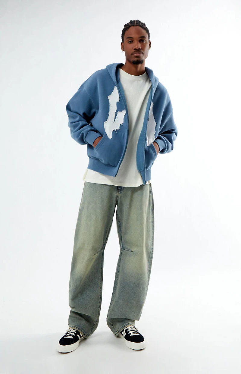 Pacsun LA Raw Applique Full Zip Hoodie