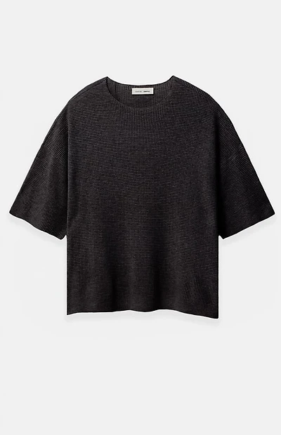 Fear of God ESSENTIALS Jet Black Waffle Knit Short Sleeve T-Shirt