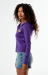 HYPE & VICE LSU Tigers Ribbed Zip Up Hoodie