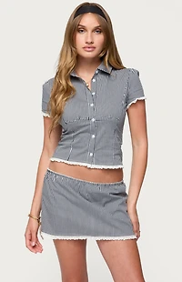 Edikted Paige Gingham Tailored Button Up Shirt