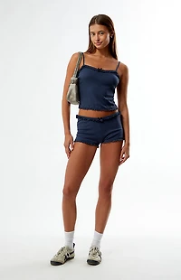 LA Hearts Ruffle Knit Pajama Tank & Shorts Two-Piece Set