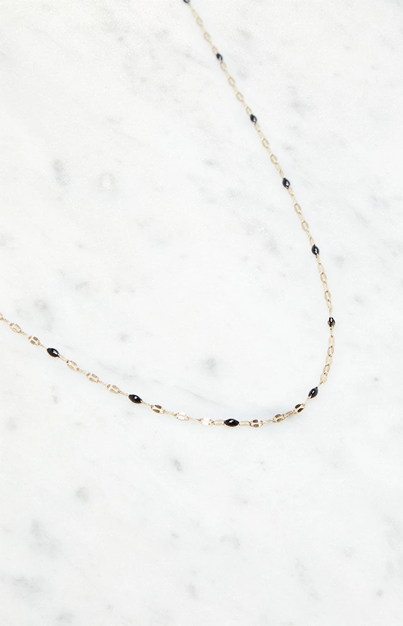 John Galt Black Beaded Chain Necklace
