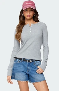 Edikted Helaine Waffle Henley T-Shirt