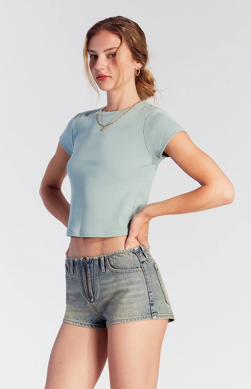 Pacsun Tinted Exposed Zipper Denim Micro Shorts