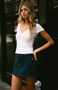 John Galt White Cinched Top