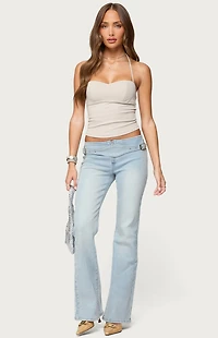 Edikted Kenza Belted Low Rise Flared Jeans
