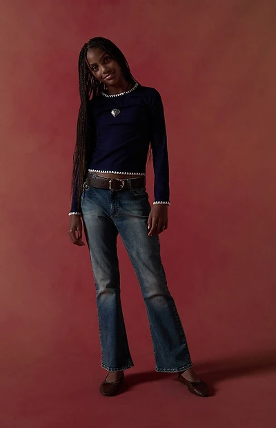 Pacsun Kids Flare Jeans Stretch Medium Blue