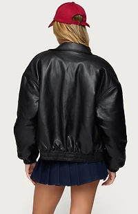 Edikted Halley Faux Leather Bomber Jacket