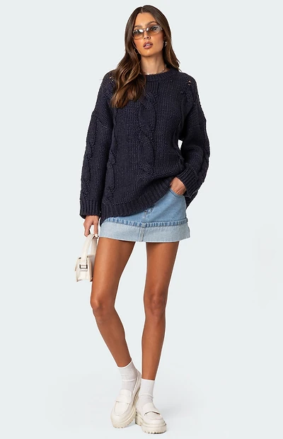 Edikted Alene Oversized Cable Knit Sweater