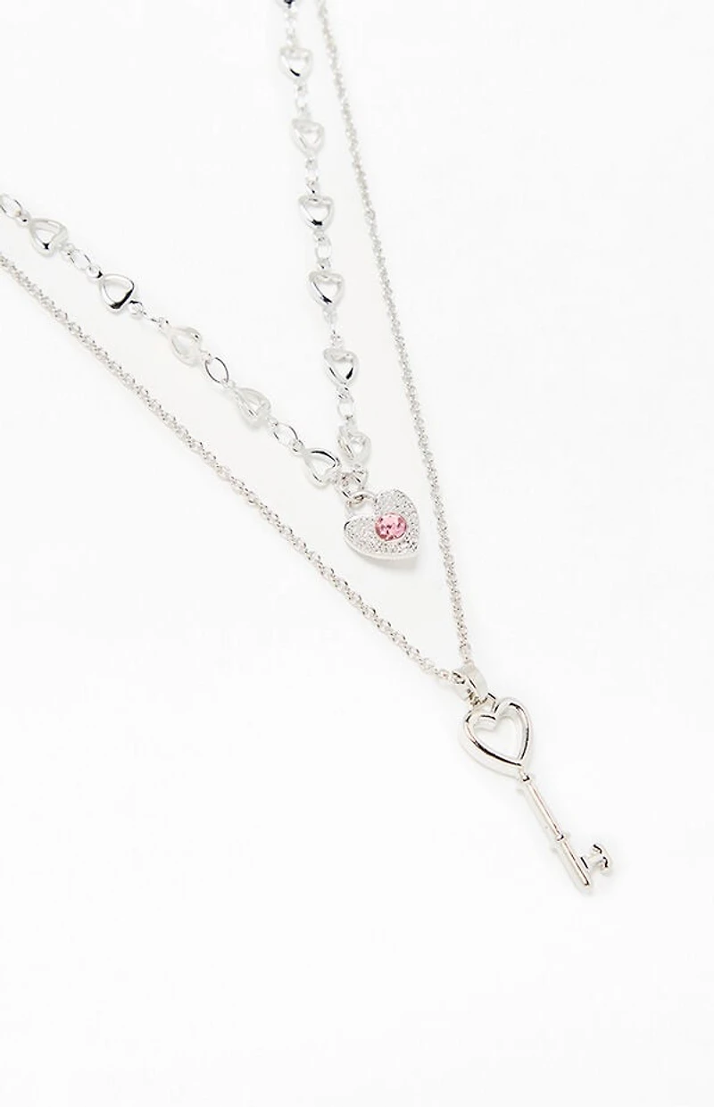 LA Hearts Alice Key Layered Necklace