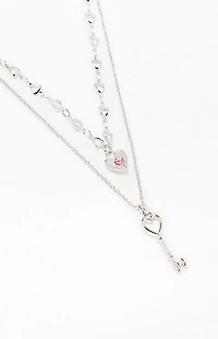 LA Hearts Alice Key Layered Necklace
