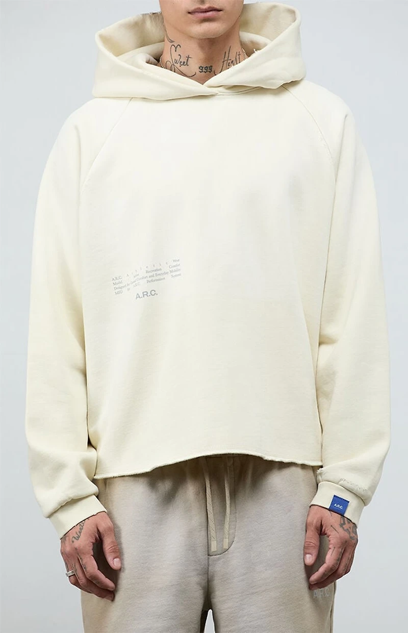 A.R.C. Light Gray Vintage Wash Heavyweight Raglan Cutoff Oversized Fleece Hoodie