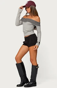 Edikted Leetal Stripey Foldover Knit Top