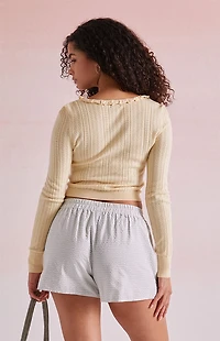 Beverly and Beck Sabrina Ruffle Trim Cardigan