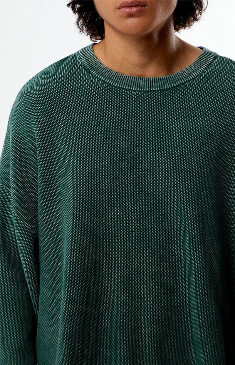 Pacsun Green Textured Crew Neck Sweater