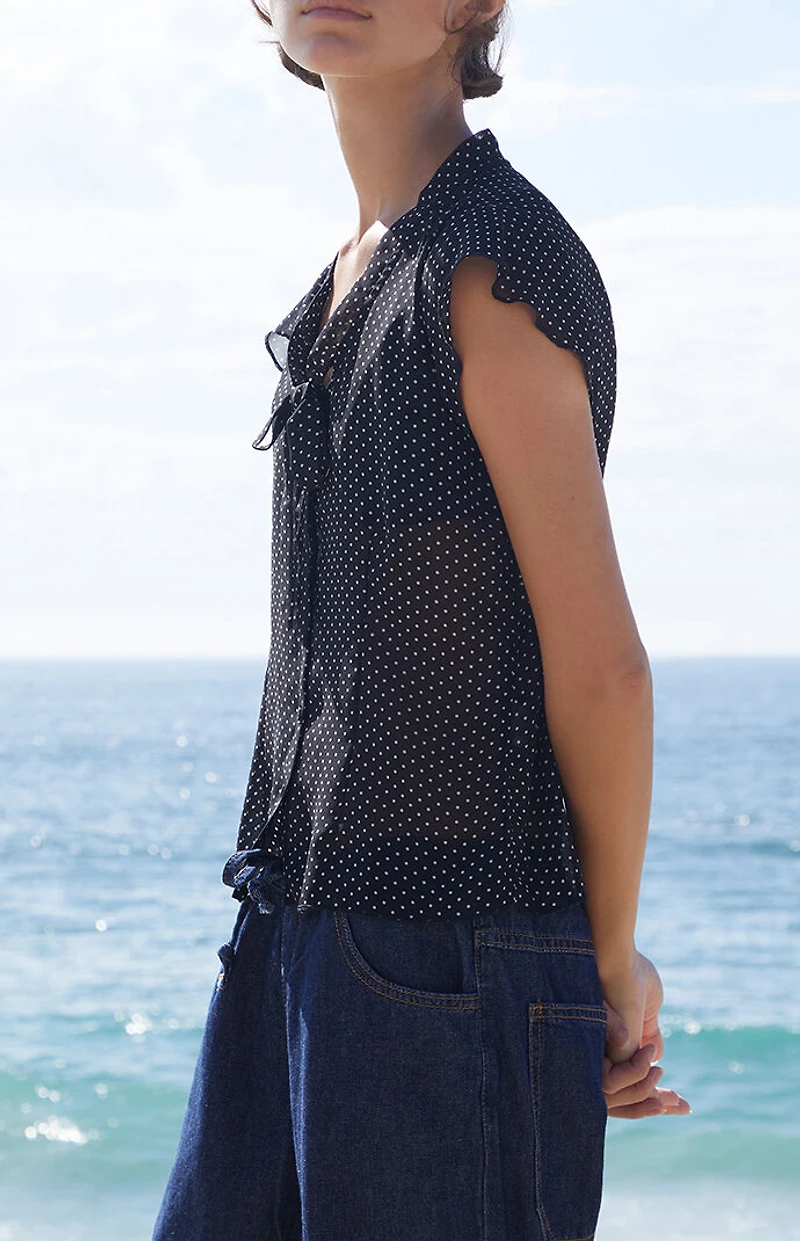 John Galt Polka Dot Tie Top