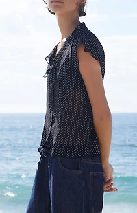 John Galt Polka Dot Tie Top