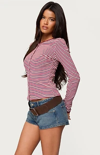 Edikted Rayla Striped Button Up Top