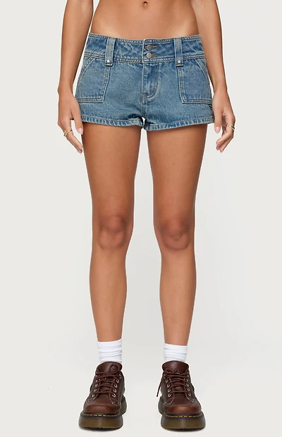 Edikted Keinan Low Rise Denim Shorts