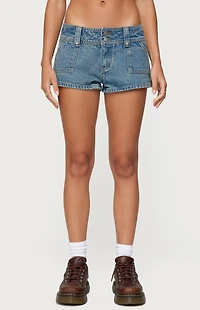 Edikted Keinan Low Rise Denim Shorts