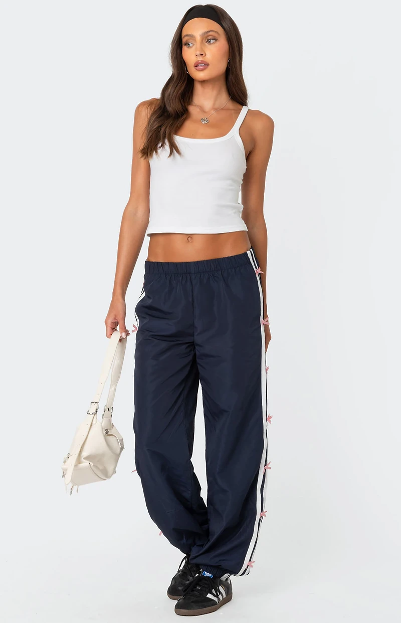 Edikted Bow Stripe Nylon Track Pants