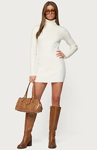 Edikted Turtle Neck Ribbed Knit Mini Dress